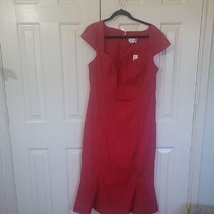 Anthropologie Red Midi Dress